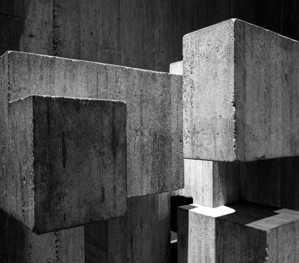 grayscale photography of concrete blocks